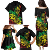 Personalised Reggae Jawaiian Festive Family Matching Puletasi and Hawaiian Shirt Mix Polynesian - Wonder Print Shop