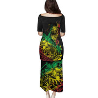 Personalised Reggae Jawaiian Festive Family Matching Puletasi and Hawaiian Shirt Mix Polynesian - Wonder Print Shop