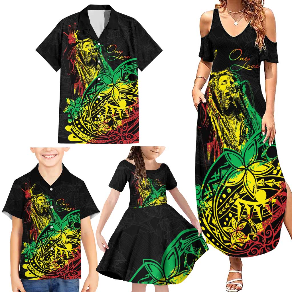 Personalised Reggae Jawaiian Festive Family Matching Summer Maxi Dress and Hawaiian Shirt Mix Polynesian - Wonder Print Shop