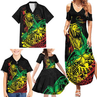 Personalised Reggae Jawaiian Festive Family Matching Summer Maxi Dress and Hawaiian Shirt Mix Polynesian - Wonder Print Shop