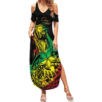 Personalised Reggae Jawaiian Festive Family Matching Summer Maxi Dress and Hawaiian Shirt Mix Polynesian - Wonder Print Shop