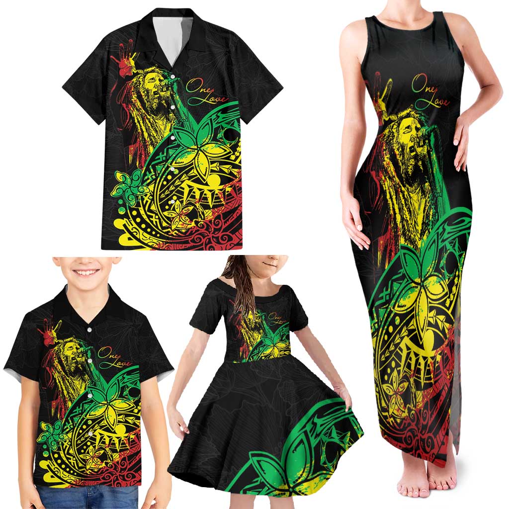 Personalised Reggae Jawaiian Festive Family Matching Tank Maxi Dress and Hawaiian Shirt Mix Polynesian - Wonder Print Shop