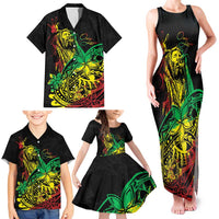 Personalised Reggae Jawaiian Festive Family Matching Tank Maxi Dress and Hawaiian Shirt Mix Polynesian - Wonder Print Shop