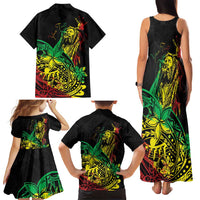 Personalised Reggae Jawaiian Festive Family Matching Tank Maxi Dress and Hawaiian Shirt Mix Polynesian - Wonder Print Shop