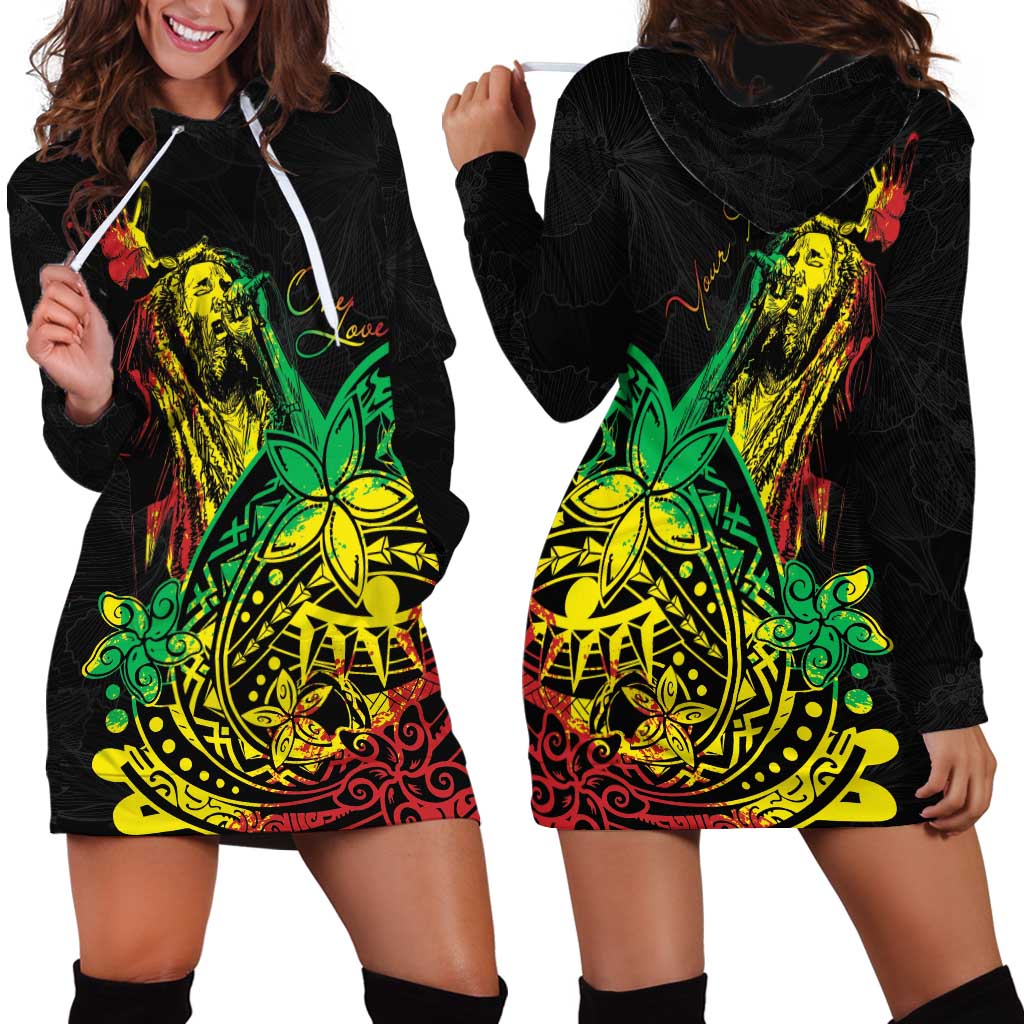 Personalised Reggae Jawaiian Festive Hoodie Dress Mix Polynesian - Wonder Print Shop