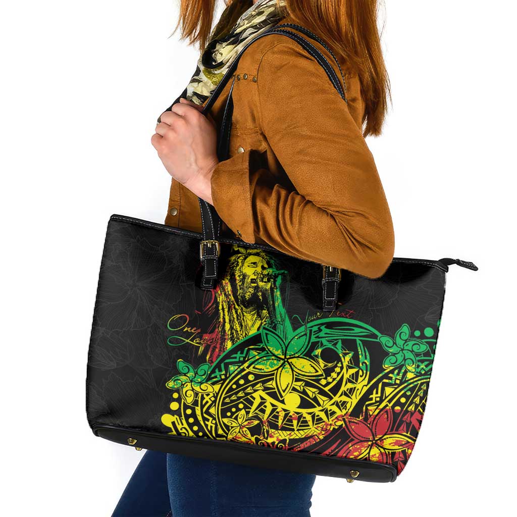 Personalised Reggae Jawaiian Festive Leather Tote Bag Mix Polynesian - Wonder Print Shop