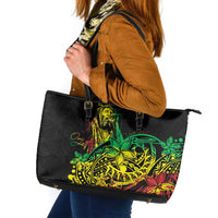 Personalised Reggae Jawaiian Festive Leather Tote Bag Mix Polynesian - Wonder Print Shop