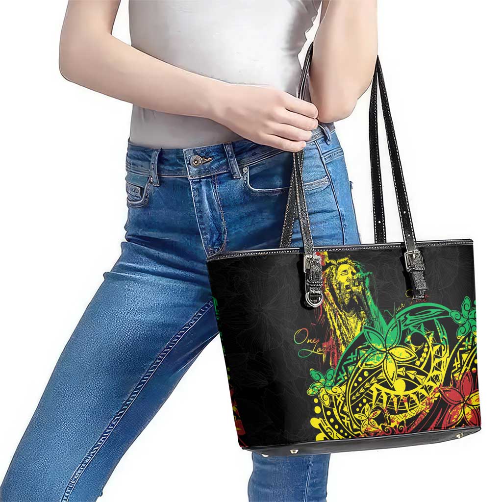 Personalised Reggae Jawaiian Festive Leather Tote Bag Mix Polynesian - Wonder Print Shop