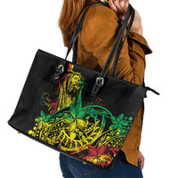 Personalised Reggae Jawaiian Festive Leather Tote Bag Mix Polynesian - Wonder Print Shop