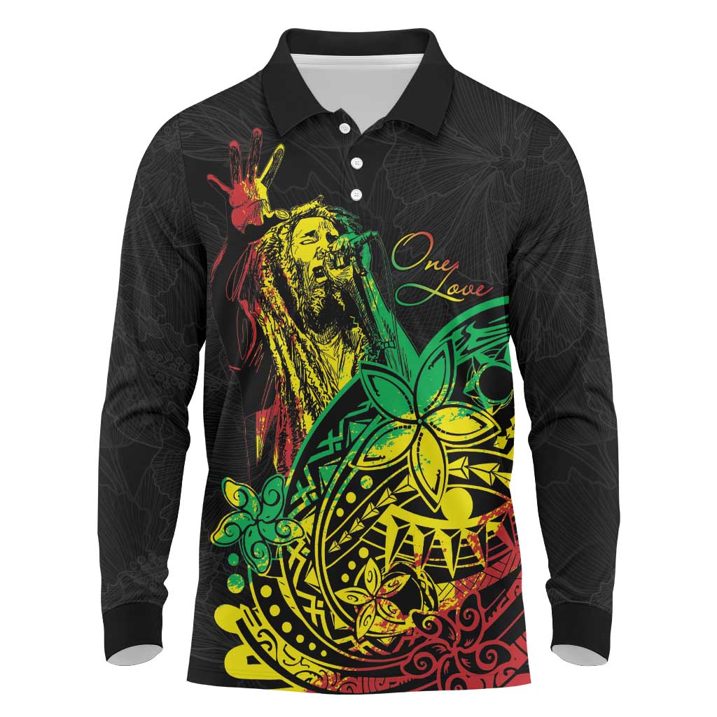 Personalised Reggae Jawaiian Festive Long Sleeve Polo Shirt Mix Polynesian - Wonder Print Shop