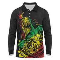Personalised Reggae Jawaiian Festive Long Sleeve Polo Shirt Mix Polynesian - Wonder Print Shop