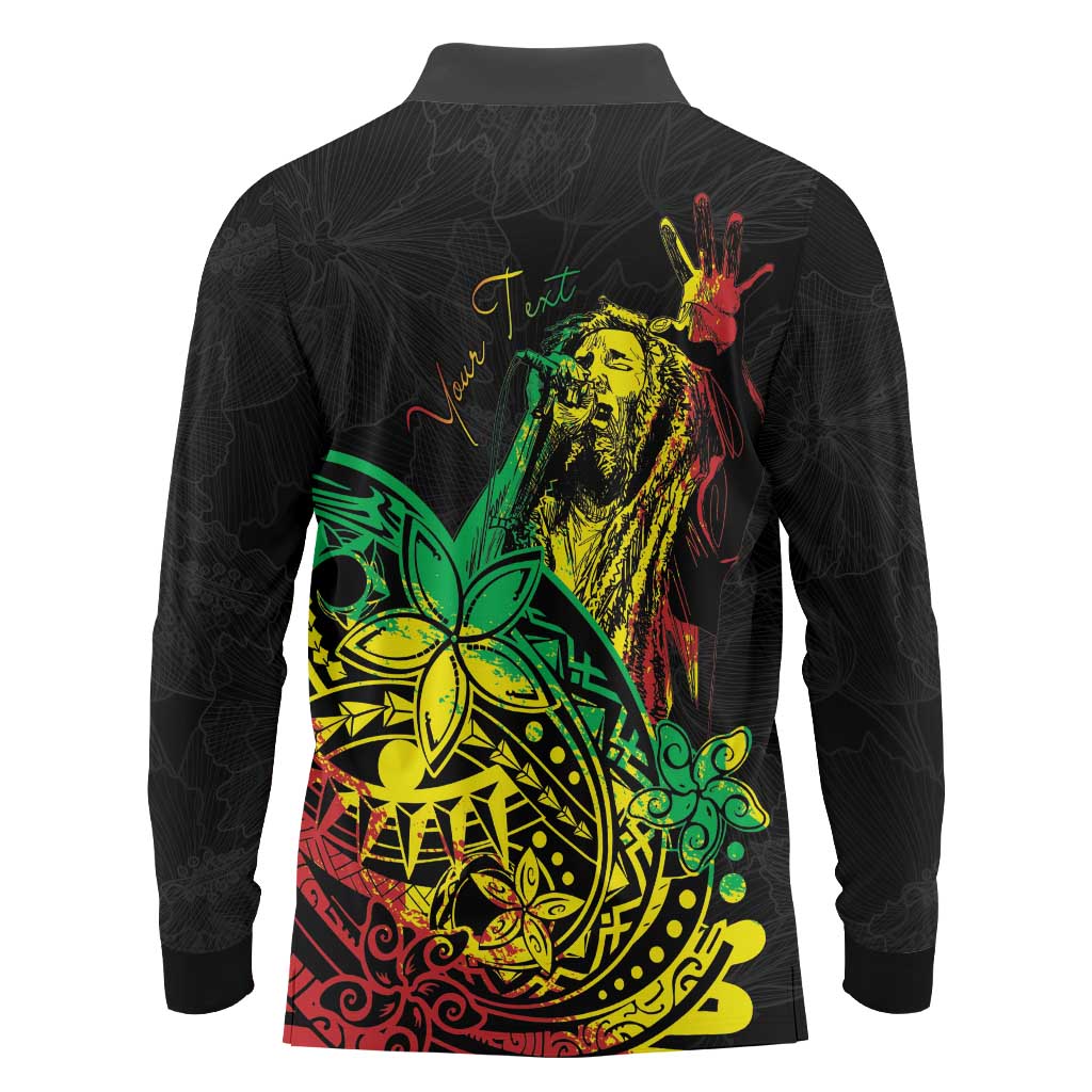 Personalised Reggae Jawaiian Festive Long Sleeve Polo Shirt Mix Polynesian - Wonder Print Shop