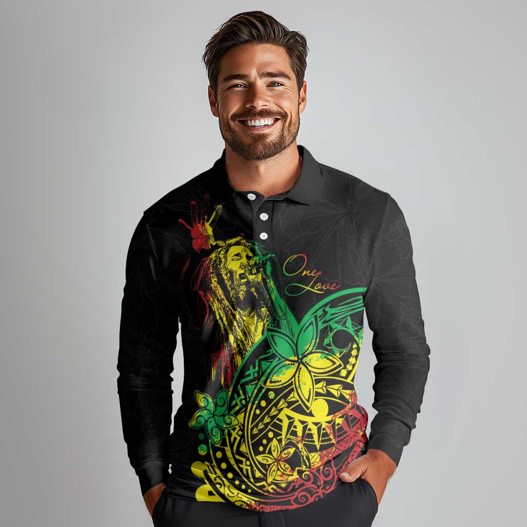 Personalised Reggae Jawaiian Festive Long Sleeve Polo Shirt Mix Polynesian - Wonder Print Shop