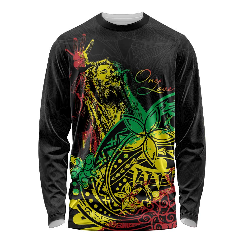 Personalised Reggae Jawaiian Festive Long Sleeve Shirt Mix Polynesian - Wonder Print Shop