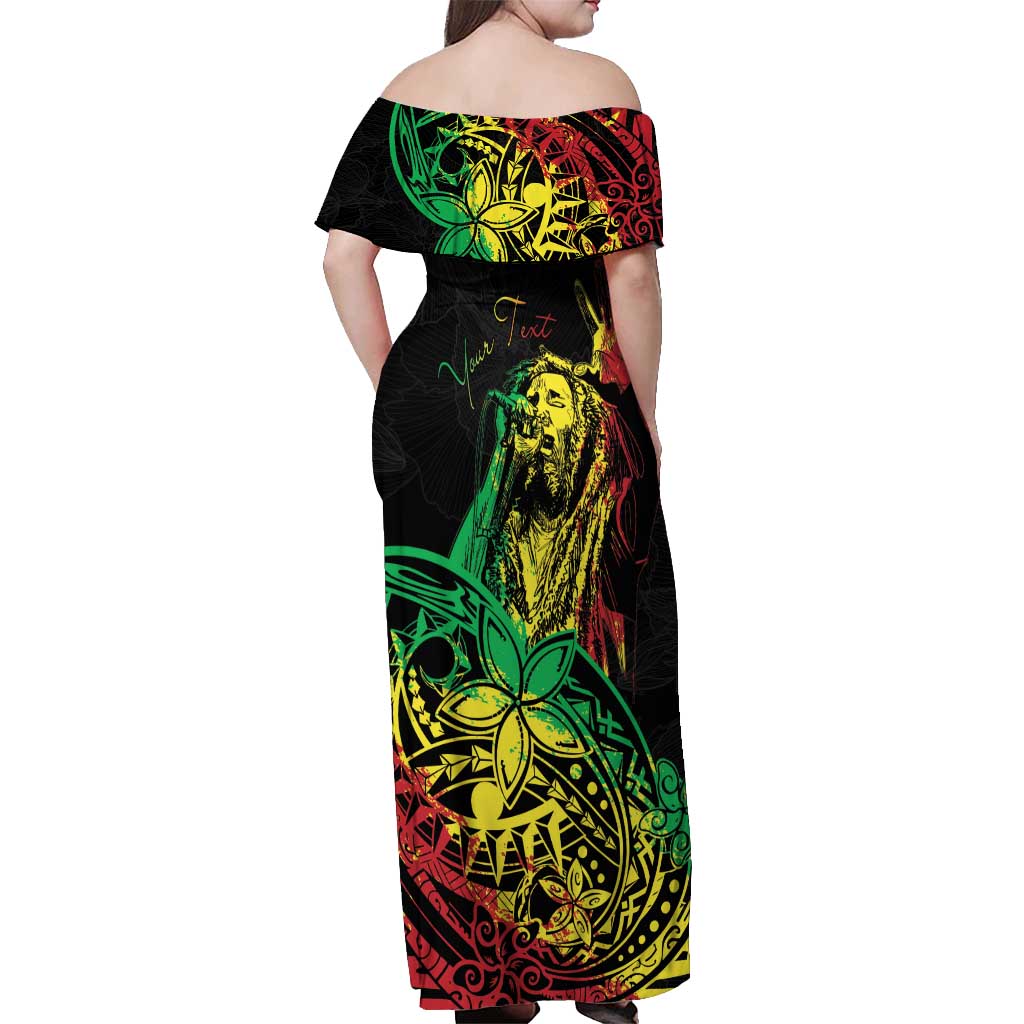 Personalised Reggae Jawaiian Festive Off Shoulder Maxi Dress Mix Polynesian - Wonder Print Shop