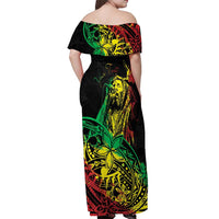 Personalised Reggae Jawaiian Festive Off Shoulder Maxi Dress Mix Polynesian - Wonder Print Shop