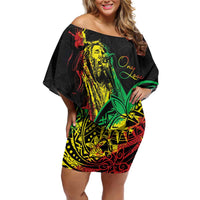 Personalised Reggae Jawaiian Festive Off Shoulder Short Dress Mix Polynesian - Wonder Print Shop