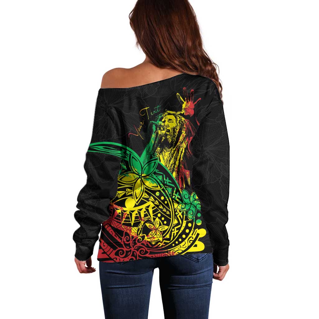 Personalised Reggae Jawaiian Festive Off Shoulder Sweater Mix Polynesian - Wonder Print Shop