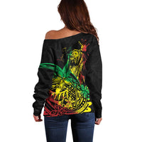 Personalised Reggae Jawaiian Festive Off Shoulder Sweater Mix Polynesian - Wonder Print Shop