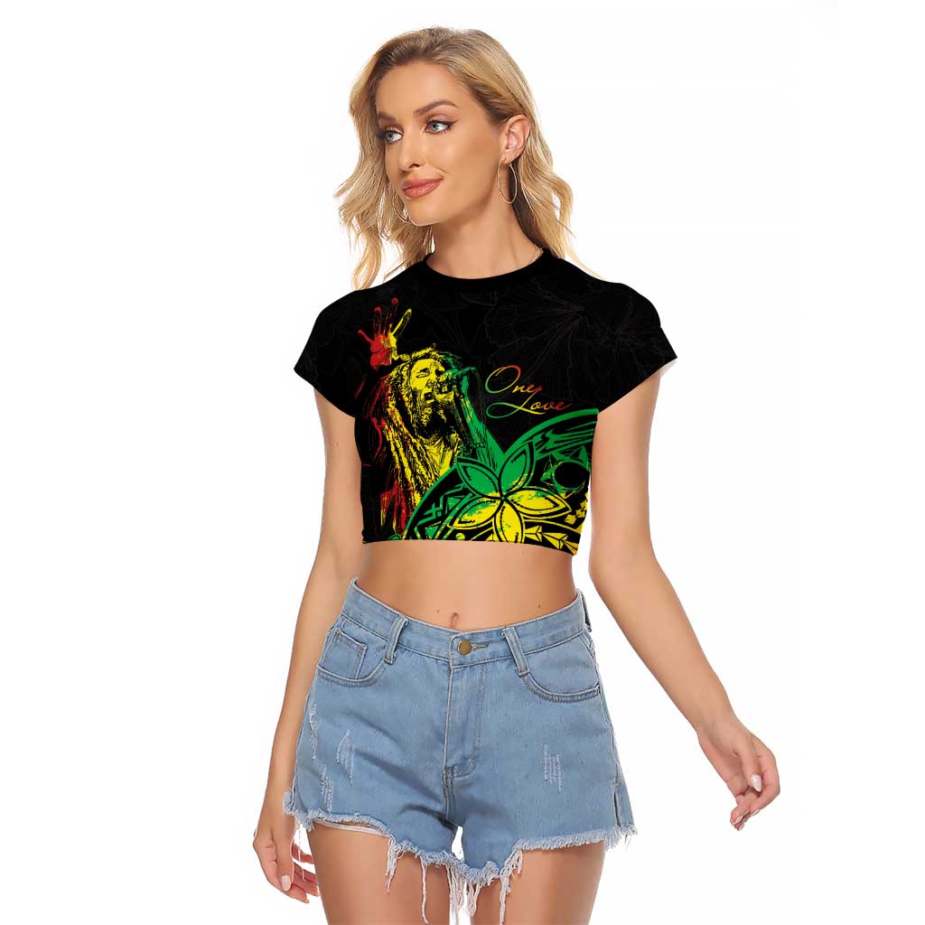 Personalised Reggae Jawaiian Festive Raglan Cropped T Shirt Mix Polynesian - Wonder Print Shop