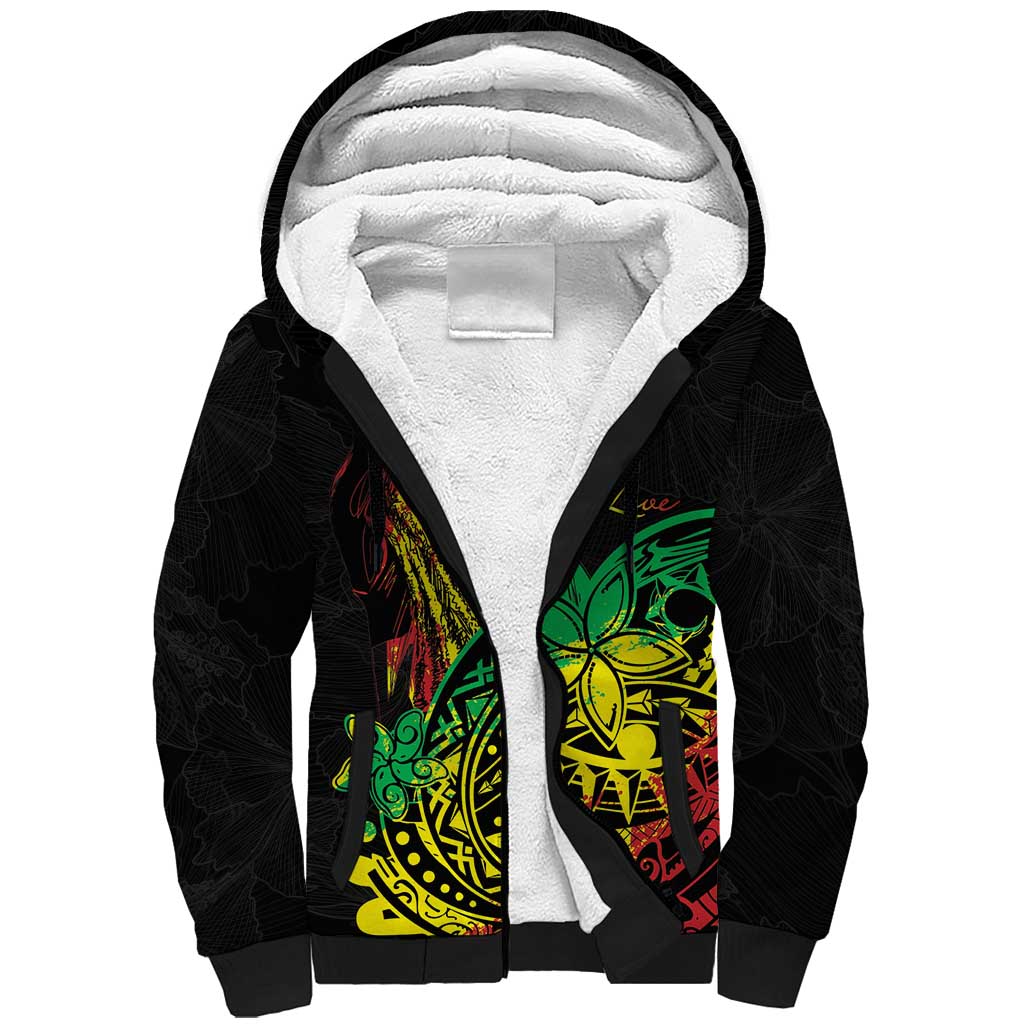 Personalised Reggae Jawaiian Festive Sherpa Hoodie Mix Polynesian - Wonder Print Shop