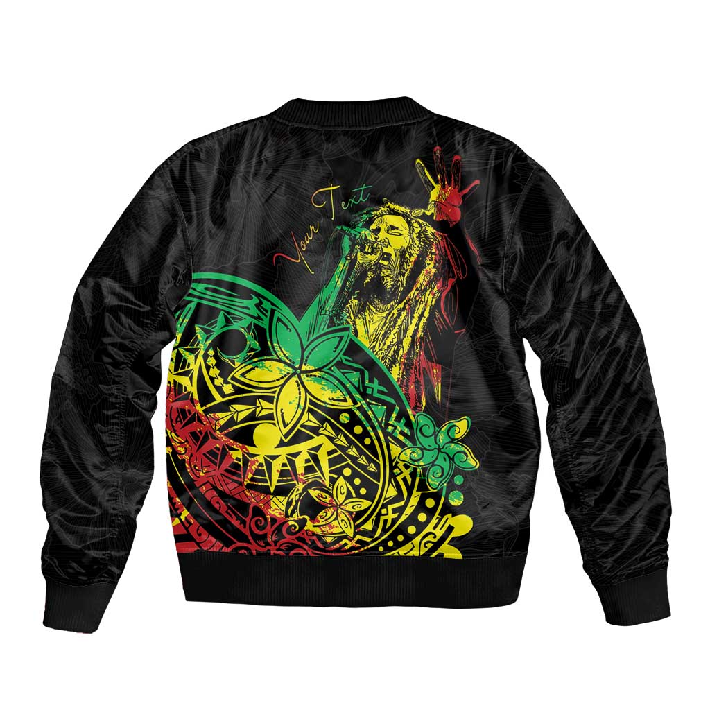 Personalised Reggae Jawaiian Festive Sleeve Zip Bomber Jacket Mix Polynesian - Wonder Print Shop