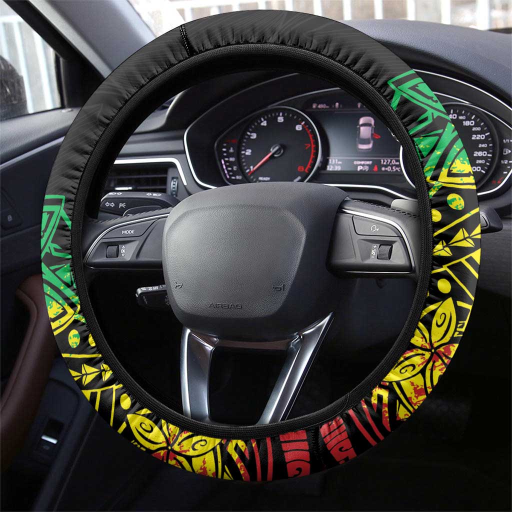Reggae Jawaiian Festive Steering Wheel Cover Mix Polynesian - Wonder Print Shop
