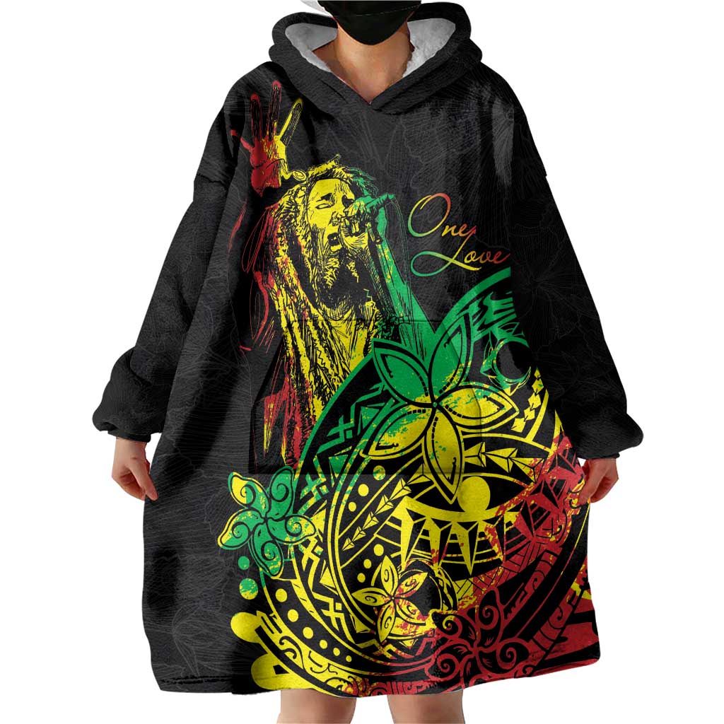 Personalised Reggae Jawaiian Festive Wearable Blanket Hoodie Mix Polynesian - Wonder Print Shop