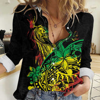 Personalised Reggae Jawaiian Festive Women Casual Shirt Mix Polynesian - Wonder Print Shop
