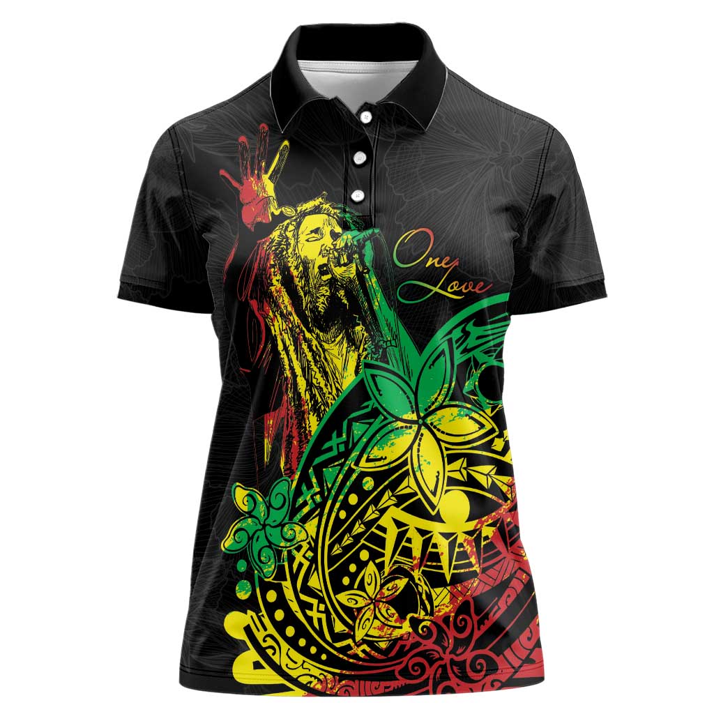 Personalised Reggae Jawaiian Festive Women Polo Shirt Mix Polynesian - Wonder Print Shop