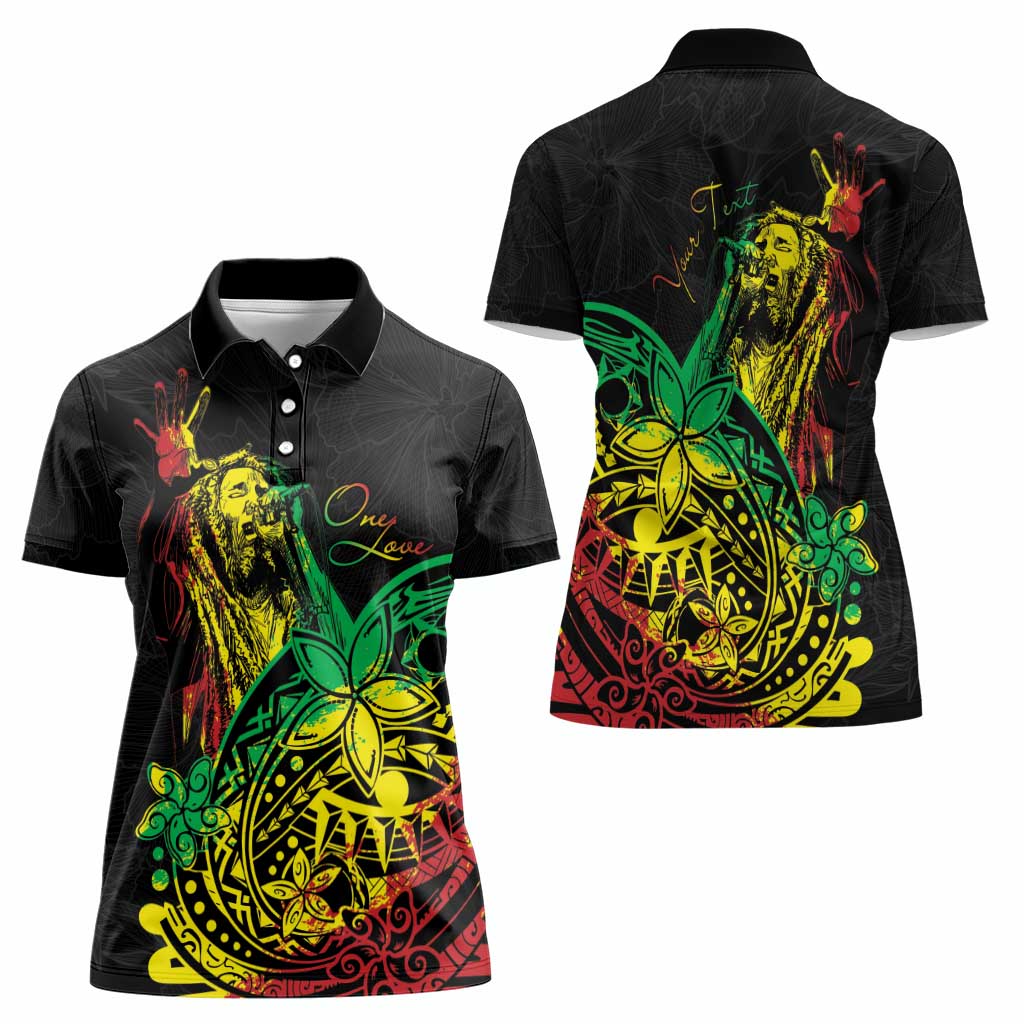 Personalised Reggae Jawaiian Festive Women Polo Shirt Mix Polynesian - Wonder Print Shop