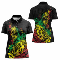 Personalised Reggae Jawaiian Festive Women Polo Shirt Mix Polynesian - Wonder Print Shop