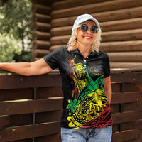 Personalised Reggae Jawaiian Festive Women Polo Shirt Mix Polynesian - Wonder Print Shop