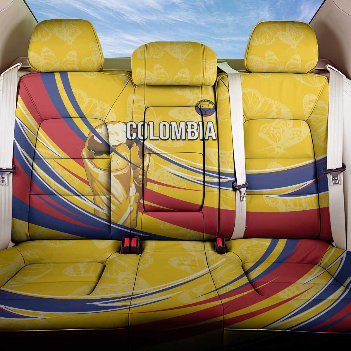 Colombia Football Back Car Seat Cover WC2026 Butterflies Inspired
