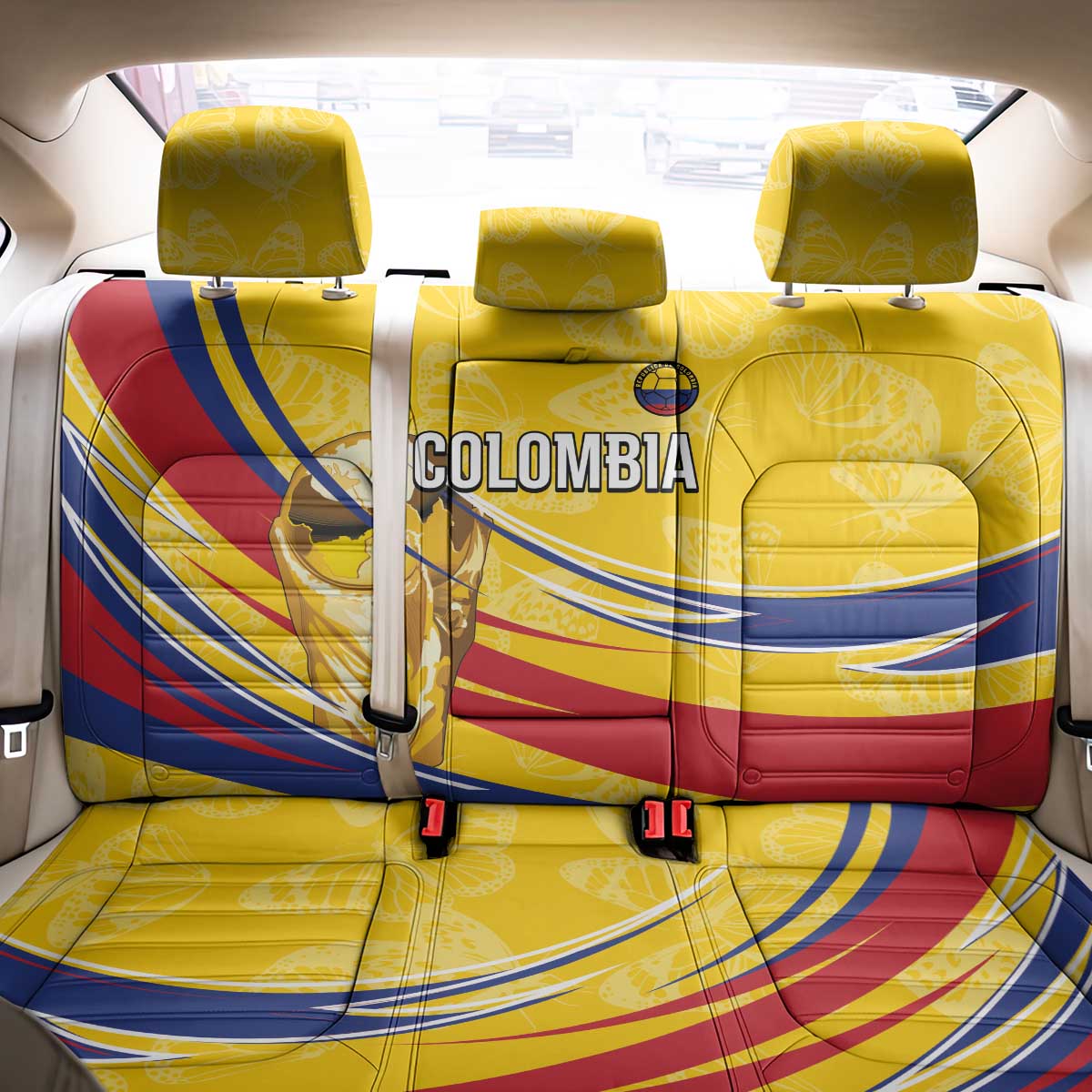 Colombia Football Back Car Seat Cover WC2026 Butterflies Inspired