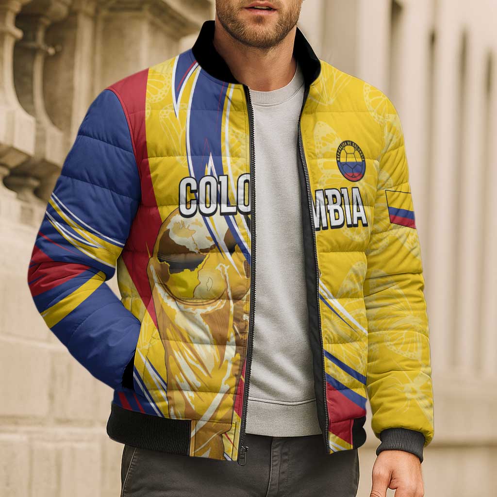 Colombia Football Personalized Bomber Puffer Jacket WC2026 Butterflies Inspired