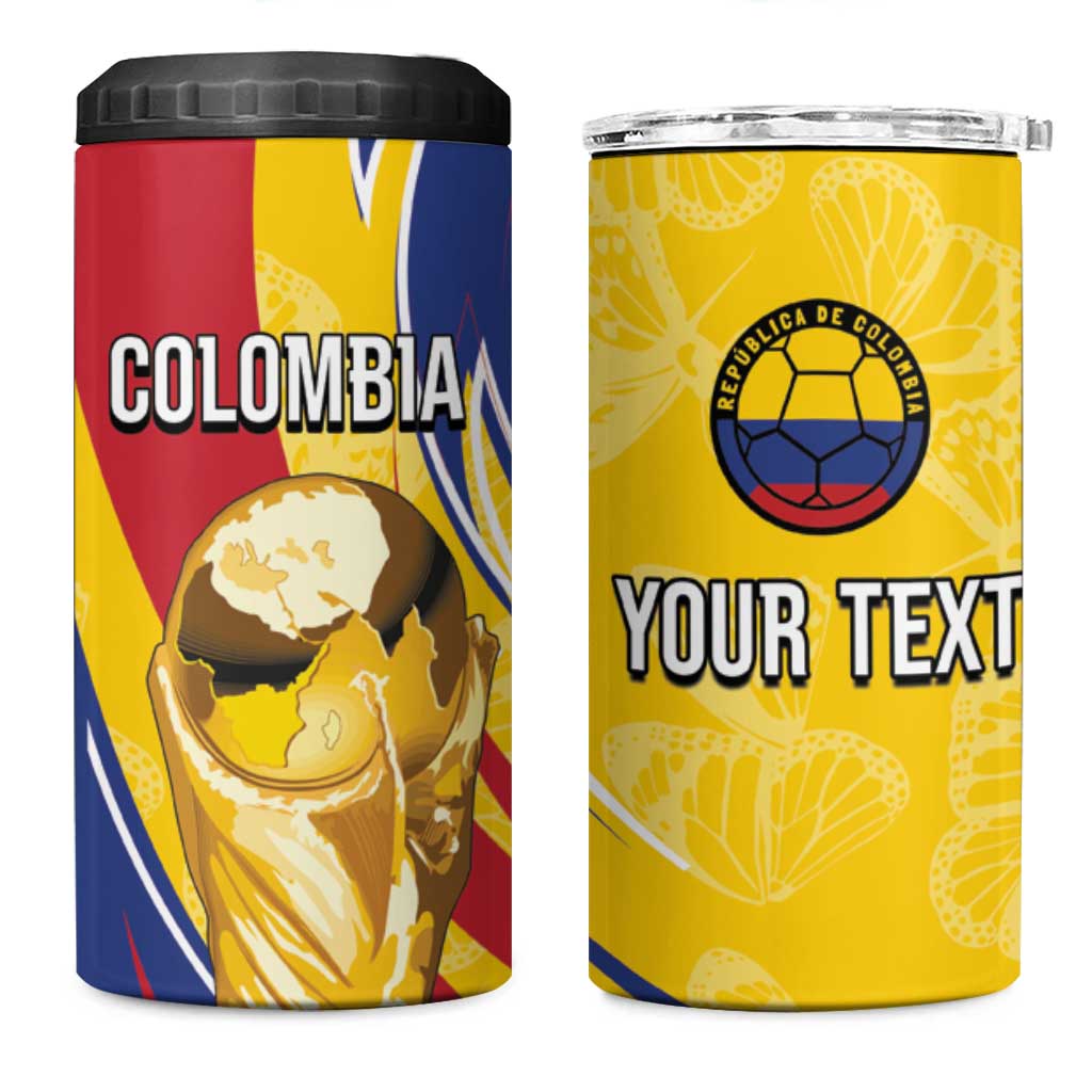 Colombia Football Personalized 4 in 1 Can Cooler Tumbler WC2026 Butterflies Inspired