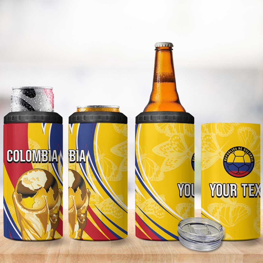 Colombia Football Personalized 4 in 1 Can Cooler Tumbler WC2026 Butterflies Inspired