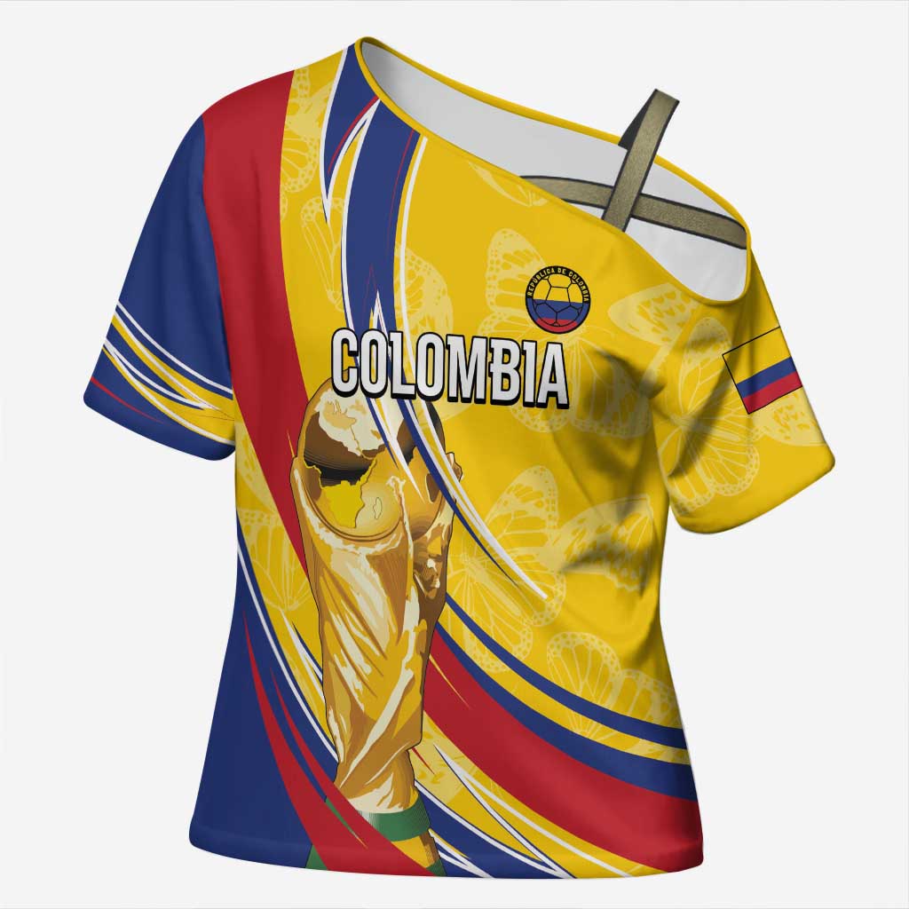 Colombia Football Personalized Cross Shoulder Shirt WC2026 Butterflies Inspired