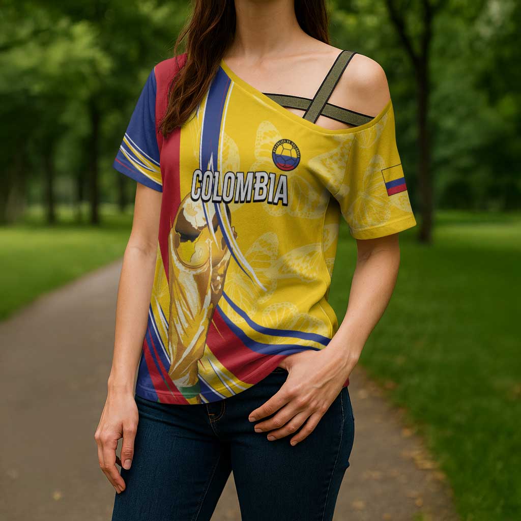 Colombia Football Personalized Cross Shoulder Shirt WC2026 Butterflies Inspired