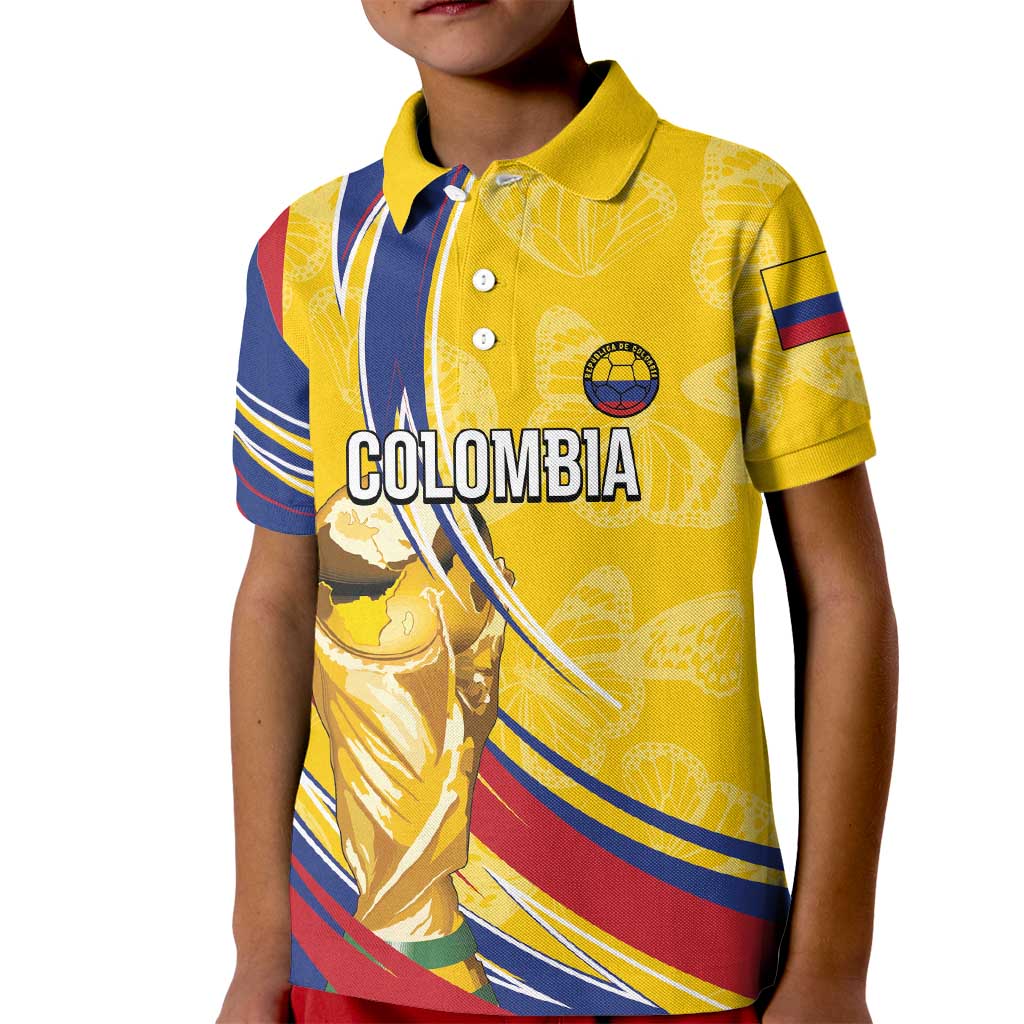 Colombia Football Personalized Kid Polo Shirt WC2026 Butterflies Inspired