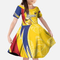 Colombia Football Personalized Kid Short Sleeve Dress WC2026 Butterflies Inspired