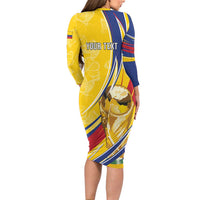 Colombia Football Personalized Long Sleeve Bodycon Dress WC2026 Butterflies Inspired