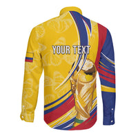 Colombia Football Personalized Long Sleeve Button Shirt WC2026 Butterflies Inspired