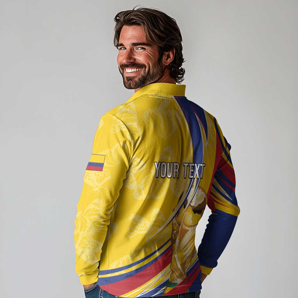 Colombia Football Personalized Long Sleeve Polo Shirt WC2026 Butterflies Inspired