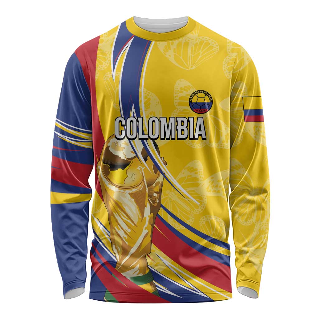 Colombia Football Personalized Long Sleeve Shirt WC2026 Butterflies Inspired