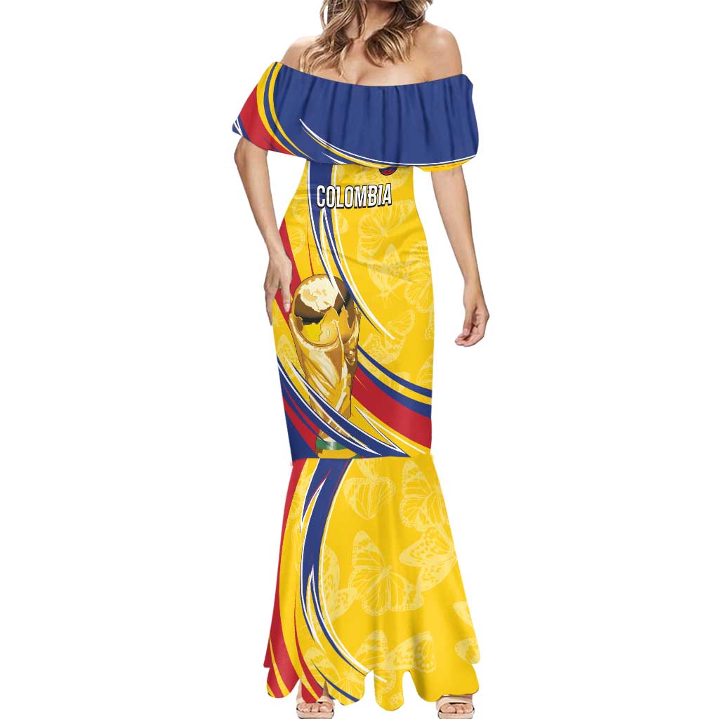 Colombia Football Personalized Mermaid Dress WC2026 Butterflies Inspired