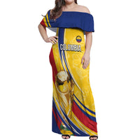 Colombia Football Personalized Off Shoulder Maxi Dress WC2026 Butterflies Inspired