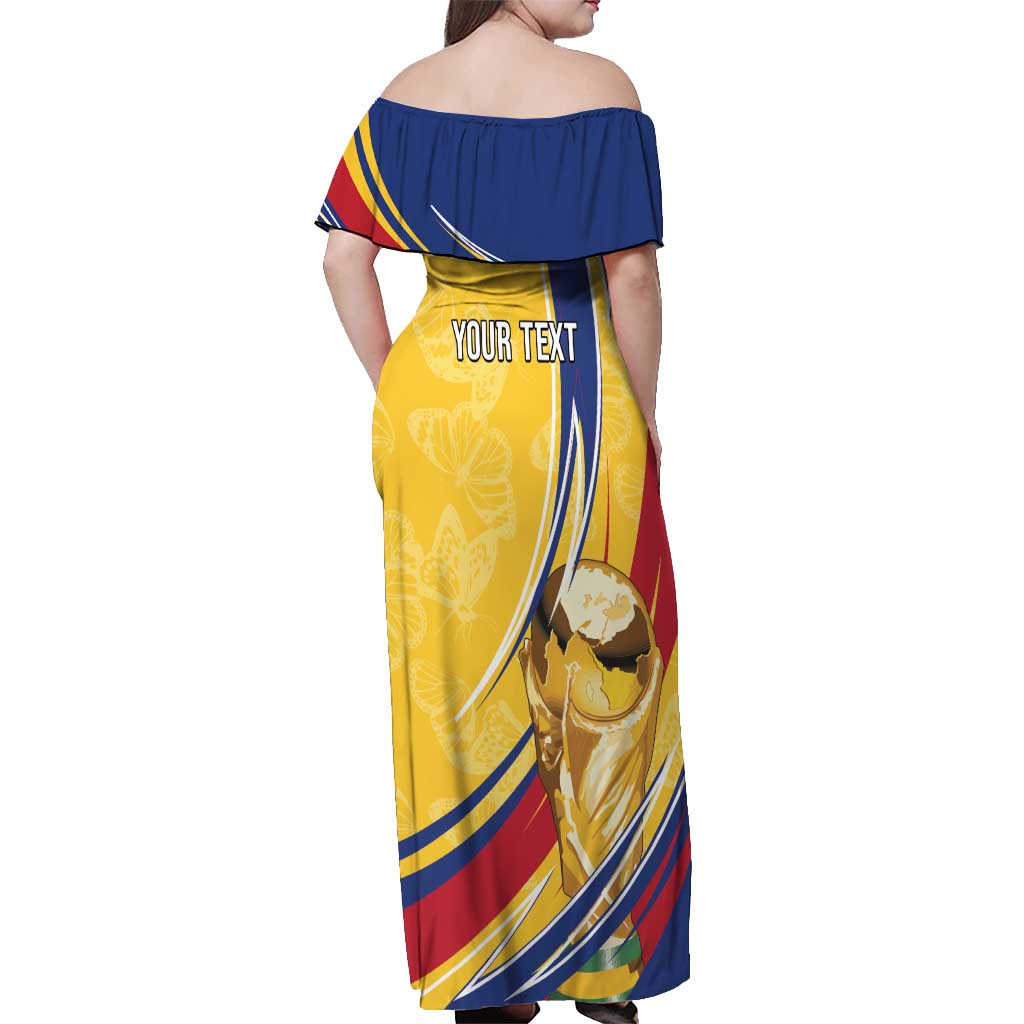 Colombia Football Personalized Off Shoulder Maxi Dress WC2026 Butterflies Inspired