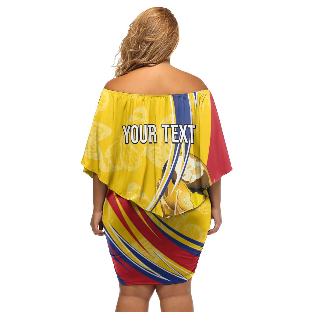 Colombia Football Personalized Off Shoulder Short Dress WC2026 Butterflies Inspired